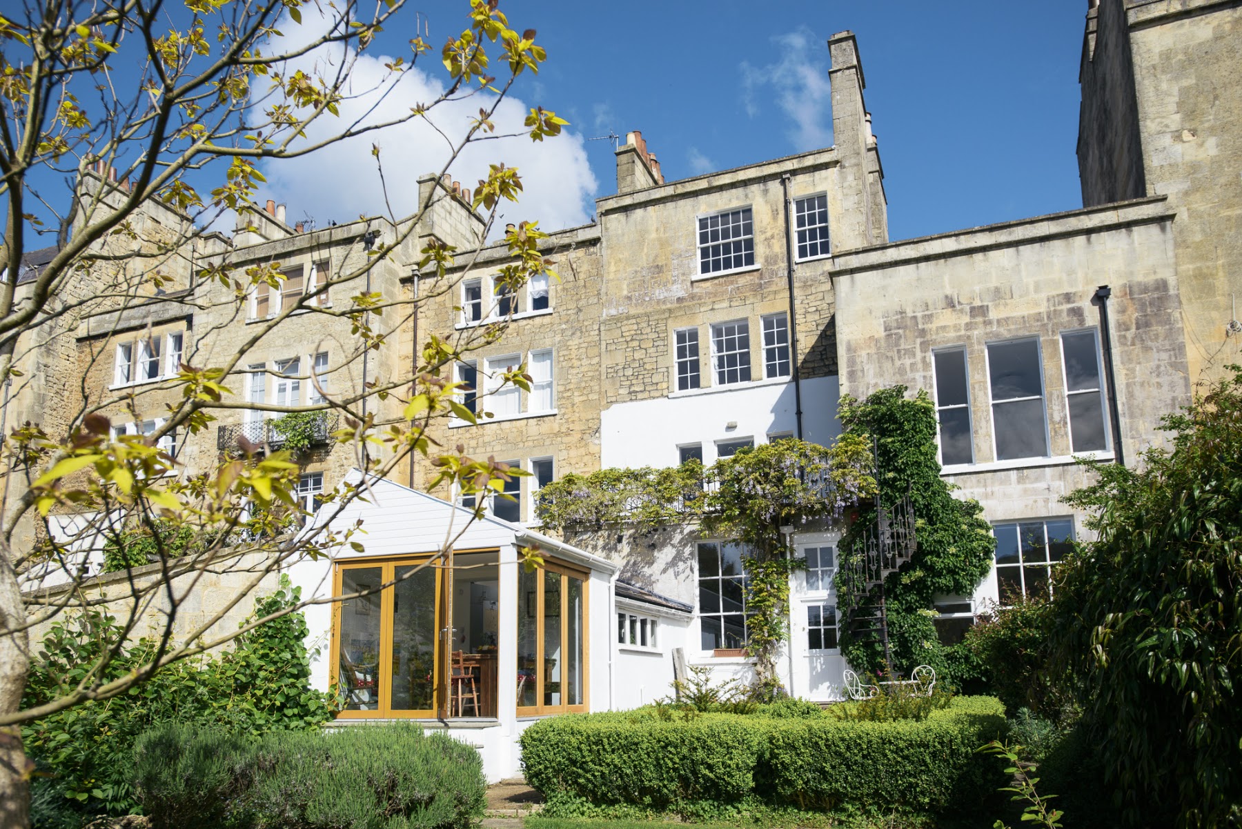 The Georgian terrace and garden at 4 Percy Place, Bath